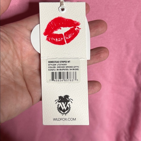 NWT Wildfox Homestead Stripes Sweatshirt Orchid Smoke Size Small Oversized - Picture 7 of 14